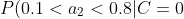 P(0.1<a_2<0.8|C=0)=0.7